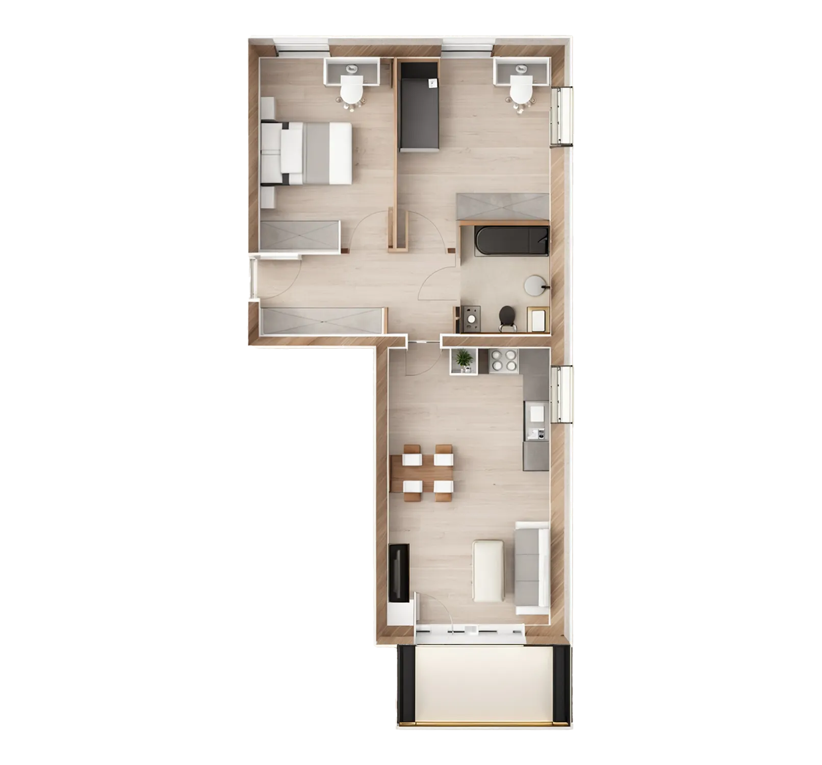 Rzut 2D mieszkania 1.1 na osiedlu Apartamenty Bałtyk