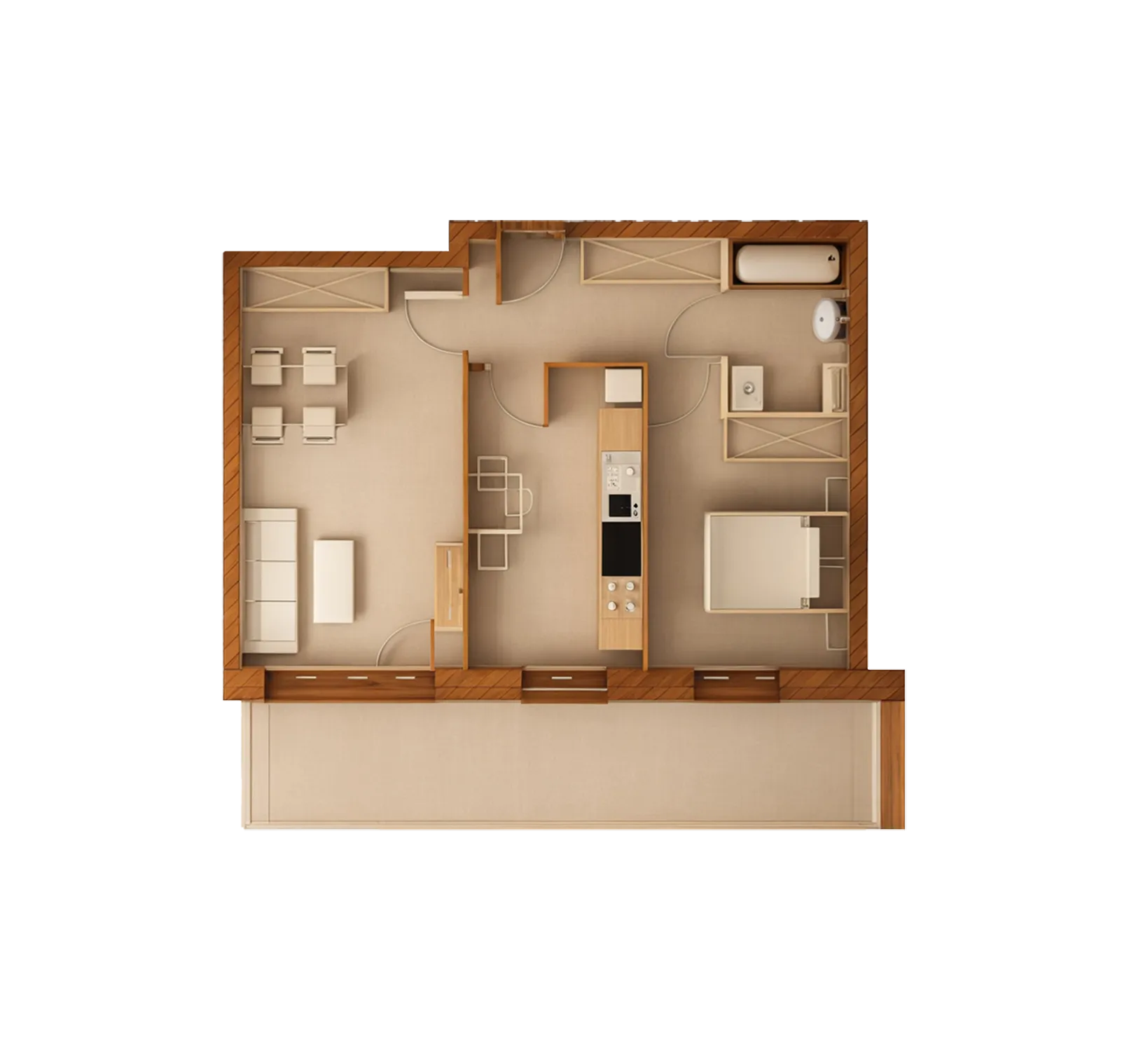 Rzut 2D mieszkania 1.4 na osiedlu Apartamenty Bałtyk